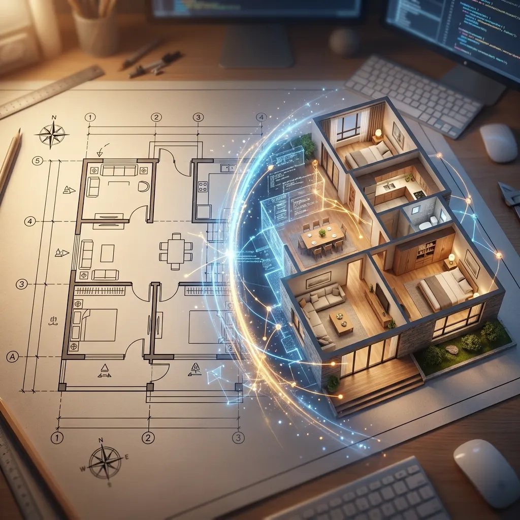 An existing floor plan turned into a 3D visual